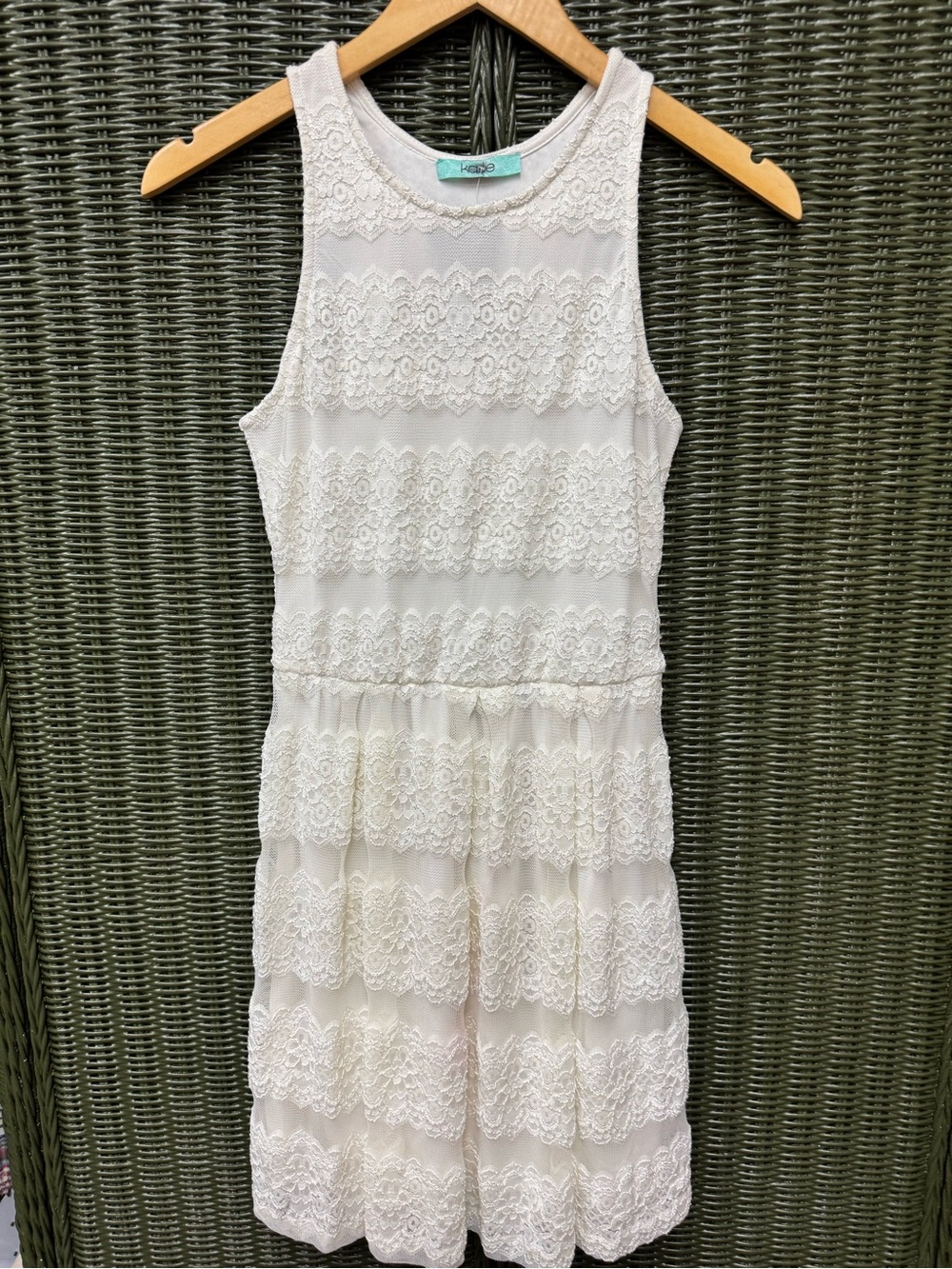 Karlie White Lace Sleeveless Tiered Mini Dress Small